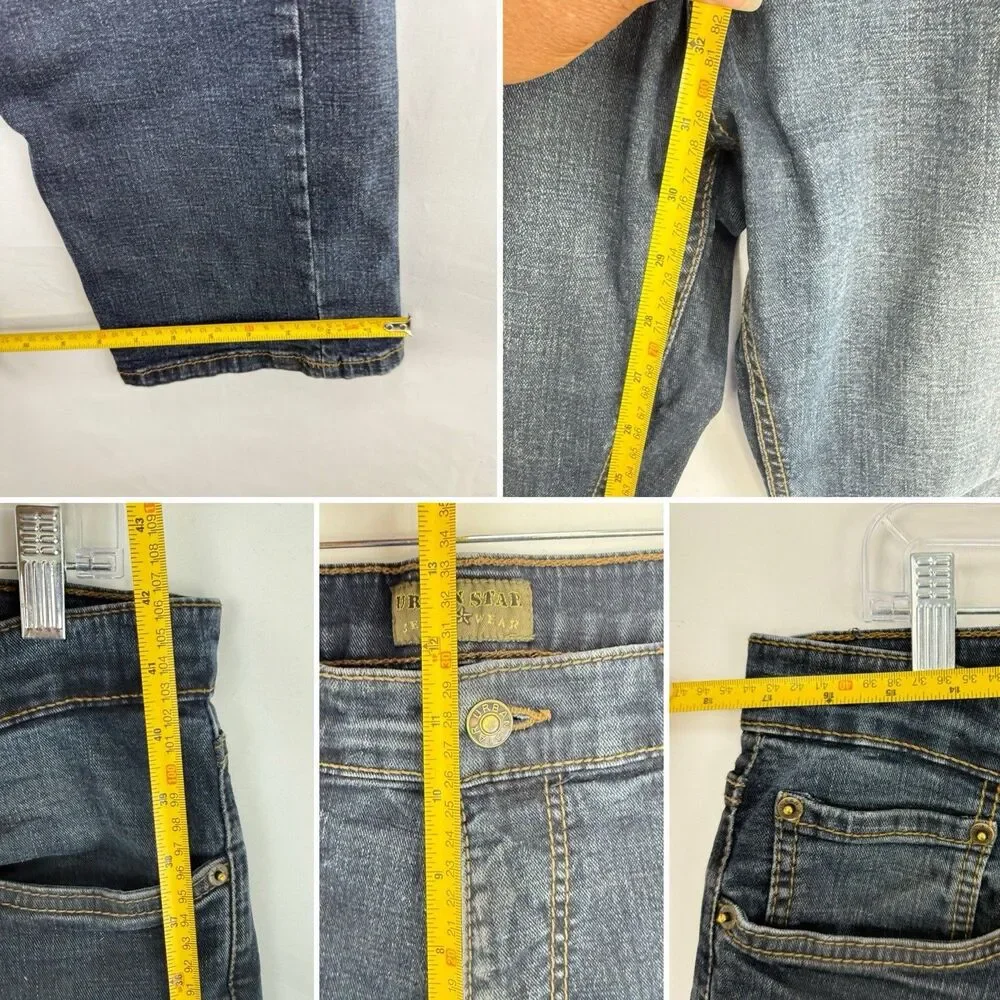 Men's Urban Star Jeans Straight Stretch Medium Wash 5 Pocket Size 36x32